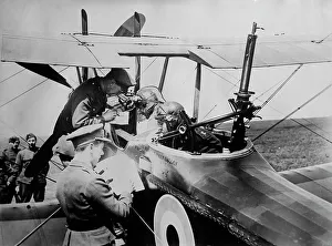 World War One Aviation History Prints: British aviators getting instructions, 15 May 1918. Creator: Bain News Service