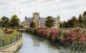 British Christian Heritage Prints: Buckfast Abbey, north view, Devon. Artist: J Salmon