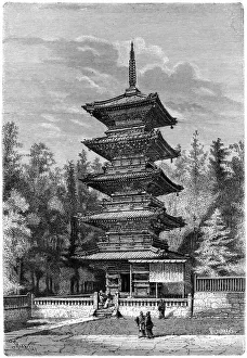 Buddhist temple, Nikko, Japan, 1895.Artist: Hildibrand Buddhist temple, Nikko, Japan, 1895.Artist: Hildibrand