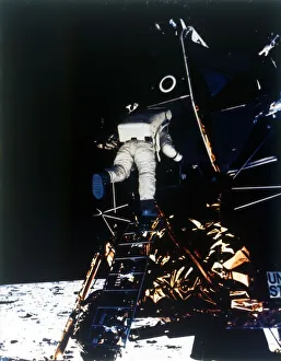 American Astronauts In Space Prints: Buzz Aldrin descends from the Lunar Module