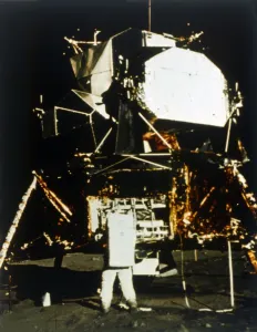 American Astronauts In Space Prints: Buzz Aldrin by the Lunar Module on the surface of the Moon, Apollo II mission, July 1969