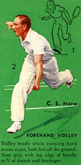 British Tennis Player Prints: C. E. Hare - Forehand Volley, c1935. Creator: Unknown