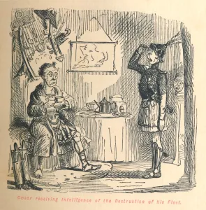 Monochrome Engraving Prints: Caesar receiving intelligence of the Destruction of his Fleet