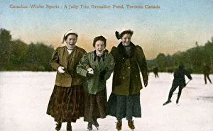 Canadian Winter Sports: A Jolly Trio, Grenadier Pond, Toronto, Canada, 20th Century Canadian Winter Sports: A Jolly Trio, Grenadier Pond, Toronto, Canada, 20th Century