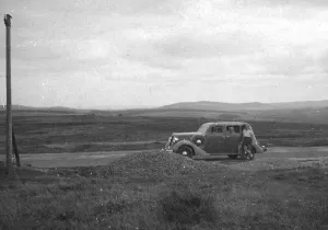 Bodmin Moor Landscape Prints: Car on Bodmin Moor, Cornwall, c1930s-c1940s(?)