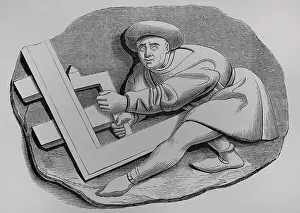 Christian Art And Architecture Prints: Carpenter's apprentice working with a large square