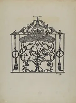 Heritage Art USA Prints: Cast Iron Gate, 1937. Creator: Eugene Shellady