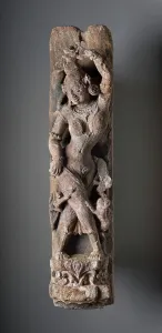 Hand Carved Stone Sculpture Prints: Celestial Nymph Cavorting with Monkeys, 12th century. Creator: Unknown