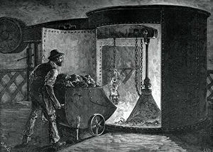 Charging a modern blast furnace, Govan Iron Works, Glasgow, c1880.Artist: WD Scott-Moncrieff Charging a modern blast furnace, Govan Iron Works, Glasgow, c1880.Artist: WD Scott-Moncrieff