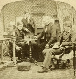 1850s Chess Print - Stereoscopic Card