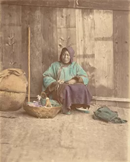 Albumen Silver Print From Glass Negative With Applied Colour Collection: [Chinese Woman Sitting with Basket], 1870s. Creator: Baron Raimund von Stillfried