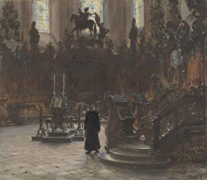 Adolf Menzel Collection: The Choirstalls in the Mainz Cathedral, 1869. Creator: Adolph Menzel