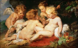 Christ and John the Baptist as Children with two angels Christ and John the Baptist as Children with two angels