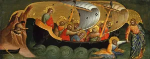 New Testament Fine Art Images Prints: Christ Rescuing Peter from Drowning (Predella Panel), ca 1370