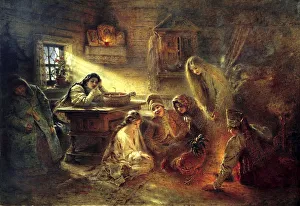 Christmas Eve Fortune Telling, 19th century. Artist: Konstantin Makovsky Christmas Eve Fortune Telling, 19th century. Artist: Konstantin Makovsky