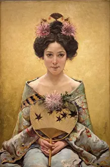 Genre Painting Styles Prints: Chrysanthemums, c1900. Creator: Saenz y Saenz, Pedro (1863-1927)