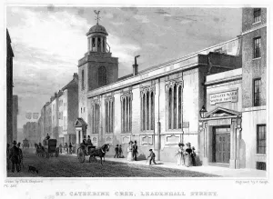 Church of St Katherine Cree, Leadenhall Street, City of London, 19th century.Artist: J Gough Church of St Katherine Cree, Leadenhall Street, City of London, 19th century.Artist: J Gough