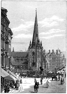 Church of St Martin in the Bull Ring, Birmingham, West Midlands, 1887 Church of St Martin in the Bull Ring, Birmingham, West Midlands, 1887