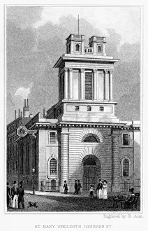 Church of St Mary Woolnoth, Lombard Street, City of London, 19th century..Artist: R Acon Church of St Mary Woolnoth, Lombard Street, City of London, 19th century..Artist: R Acon