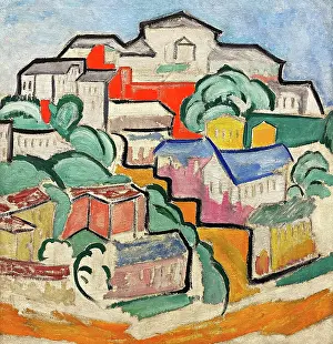 Russian Avant Garde Artists Prints: Cityscape, c1912. Creator: Rozanova, Olga Vladimirovna (1886-1918)