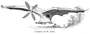 French Aviation History Prints: Clement Aders flying bird Eole