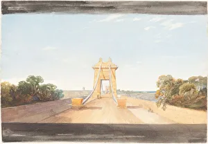 Isambard Kingdom Brunel Designs Prints: Clifton Suspension Bridge near Bristol, c. 1832. Creator: James Bulwer