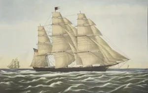 Sailing Ships Of The Past Prints: Clipper Ship, Flying Cloud, pub. 1852, Currier & Ives (Colour Lithograph)
