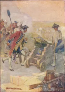 British Empire Expansion Prints: Clive Fired One of the Guns Himself, c1908, (c1920). Artist: Joseph Ratcliffe Skelton