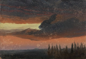 Astronomy In Art History Prints: Cloud Study over Poplars, c1830-1879. Creator: Knud Baade