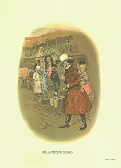 Prints of Coaching, 1820, c1910. One of a set of advertisements showing Johnnie Walkers Striding Man in various sporting scenarios Tom Browne Prints: Johnnie Walker Striding Man Coaching Print, 1820