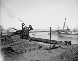 Coal Mining Equipment Prints: Coal dumping machine, Ashtabula, Ohio, ca 1900. Creator: Unknown