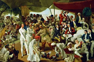 Colonel Mordaunt watching a cock fight at Lucknow, India, 1790. Artist: Johan Zoffany Colonel Mordaunt watching a cock fight at Lucknow, India, 1790. Artist: Johan Zoffany