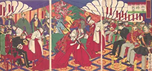 Meiji Period Artwork Prints: Commanders Receiving the Emperors Drinking Cups, 1886 (Meiji 19)