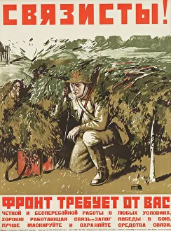 World War II Russia Prints: Communication Operators! The front demands