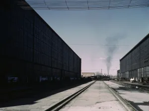 Atchison, Topeka and Santa Fe Railroad Locomotive Shops Print 1943