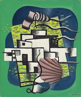 Oil On Canvas Cubism Prints: Composition with shell (Composition avec coquille)