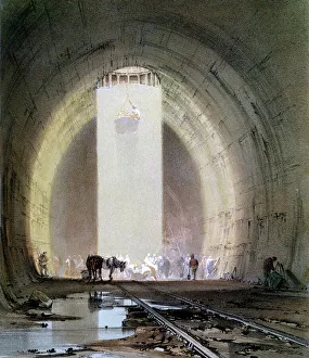 Construction of the Kilsby Tunnel on the London & Birmingham Railway, 8 July 1839. Artist: John Cooke Bourne Construction of the Kilsby Tunnel on the London & Birmingham Railway, 8 July 1839. Artist: John Cooke Bourne