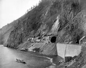Print of a Construction Site Underpass, 1900-1904