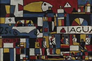 Abstract Painting Prints: Constructive Print with Street Scene and Fish, 1946
