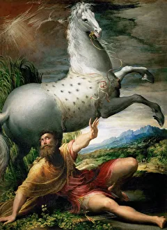 Saint Paul Conversion Prints: The Conversion of Saint Paul, ca 1528. Artist: Parmigianino (1503-1540)