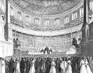 Victorian Era Education Prints: The Convocation in the Theatre, 1844. Creator: Unknown