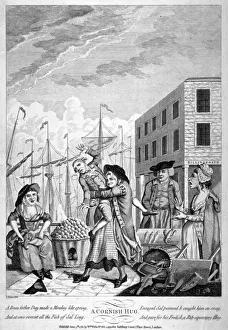 Eighteenth Century Satire Prints: A Cornish Hug, 1781