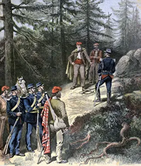 The Corsican Bandit, Jacques Bellacoscia, Surrendering to the Police, 1892. Artist: Henri Meyer The Corsican Bandit, Jacques Bellacoscia, Surrendering to the Police, 1892. Artist: Henri Meyer