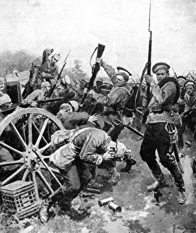 Cossack attack on German troops, East Prussia, First World War, 1914 Cossack attack on German troops, East Prussia, First World War, 1914