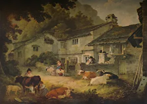 'Cottage Scenery with Cattle, at Ambleside', 1803. Artist: Julius Caesar Ibbetson 'Cottage Scenery with Cattle, at Ambleside', 1803. Artist: Julius Caesar Ibbetson
