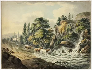 Antique Animal Art Prints: Cow Herd Driven to River, n.d. Creator: Unknown