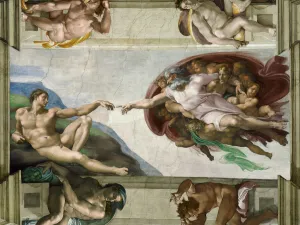 Prints of The Creation of Adam (Sistine Chapel ceiling in the Vatican), 1508-1512. Found in the collection of The Sistine Chapel, Vatican Michelangelo Prints: The Creation of Adam Print, Sistine Chapel Ceiling, 1508-1512