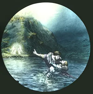 John Bunyan Literature Prints: Crossing the River of Death, c1910. Creator: Unknown
