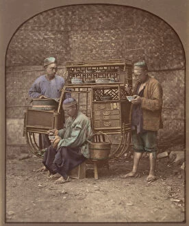 Albumen Silver Print From Glass Negative With Applied Colour Collection: Cuisine ambulante, 1870s. Creator: Unknown