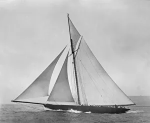 The cutter Shamrock beating to windward. Creator: Kirk & Sons of Cowes The cutter Shamrock beating to windward. Creator: Kirk & Sons of Cowes